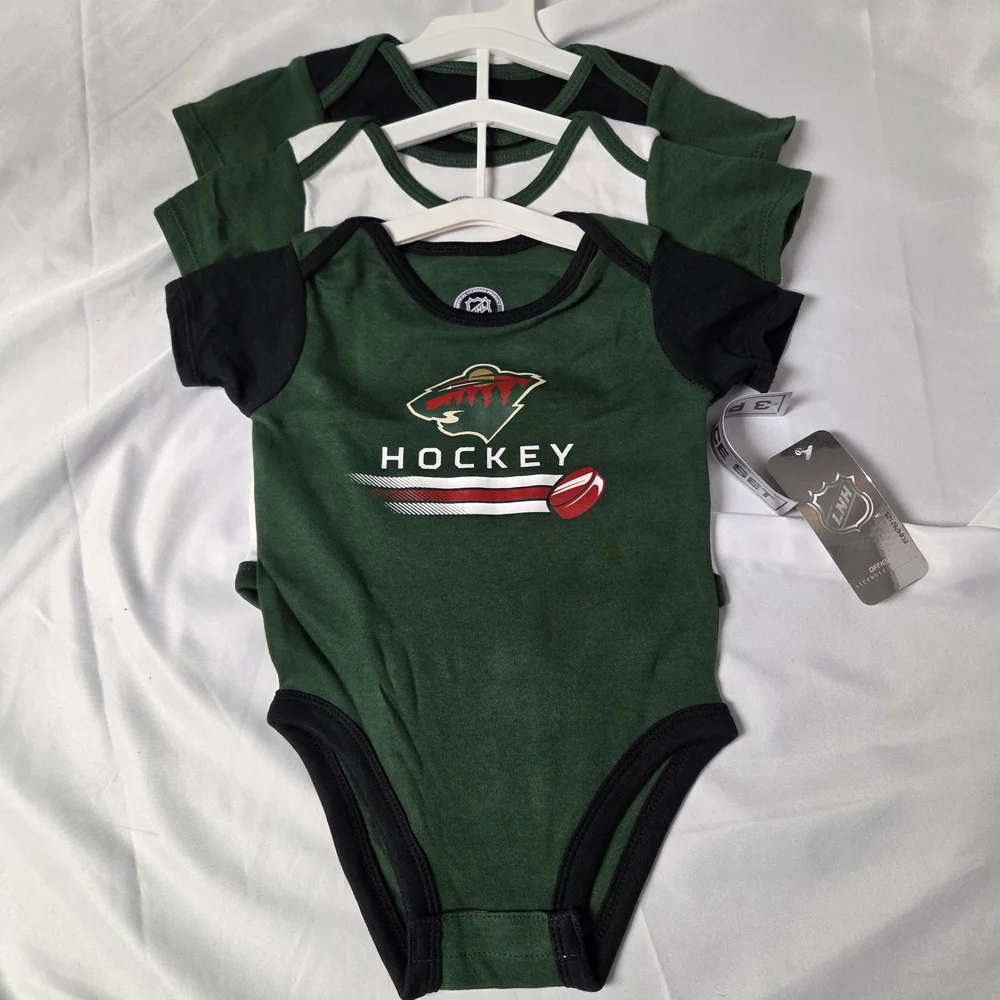 NHL 12 Months Minnesota Wild 3 Pack Onesies